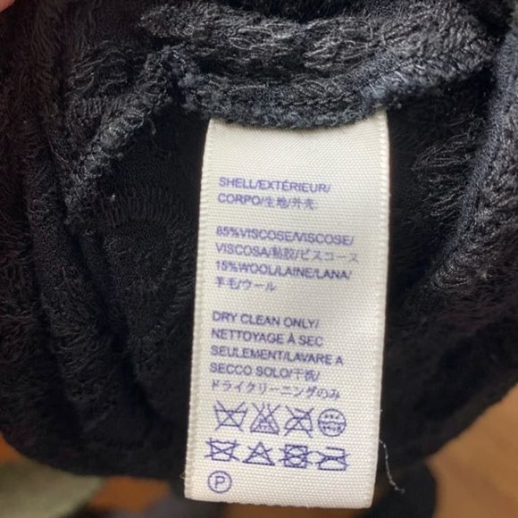 Rebecca Minkoff Black V-Neck Embroidered Wool Blend Blouse Women's Size S - Picture 6 of 7